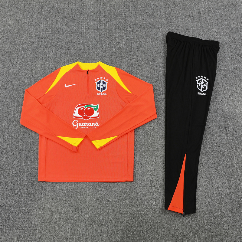 2025/26 Brazil Orange Half Pull Training Suit (Adults&Kids)