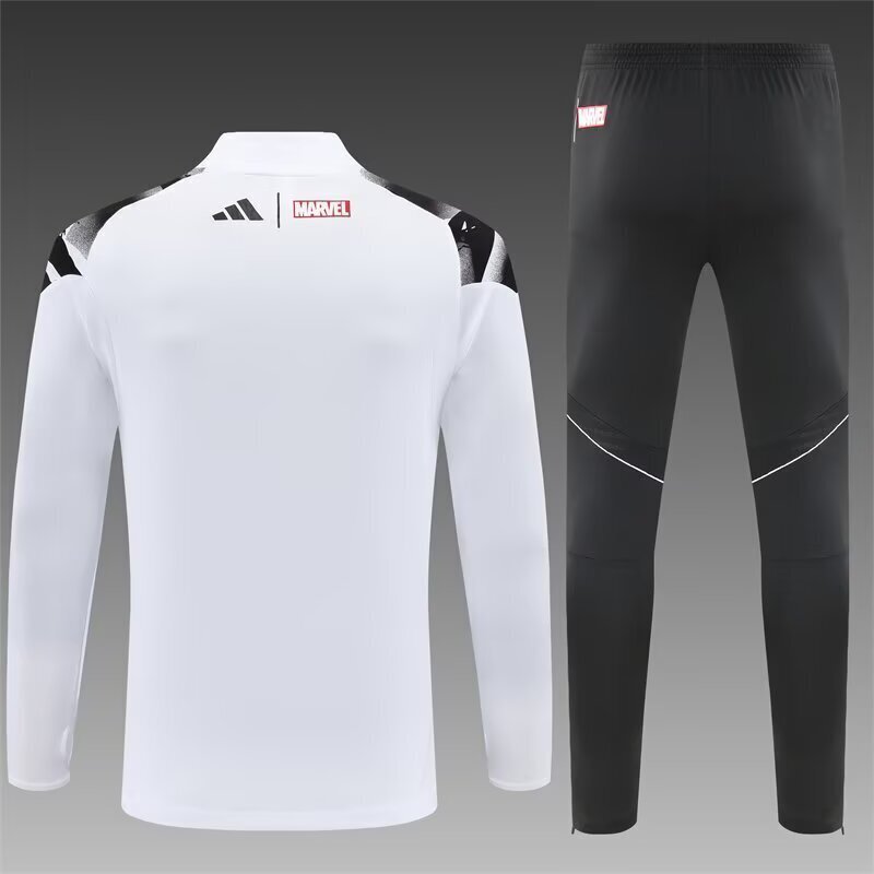 2025/26 Real Madrid White Half Pull Training Suit Yupoo Soccer Jerseys (Adults&Kids)