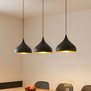 extra suspension luminaire, noir, métal, 133cm, 3 lampes