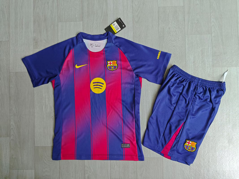 BAR x Lamine 25-26 home new sponsors version kid kits